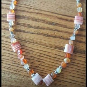 Stripe orange Agate Necklace
